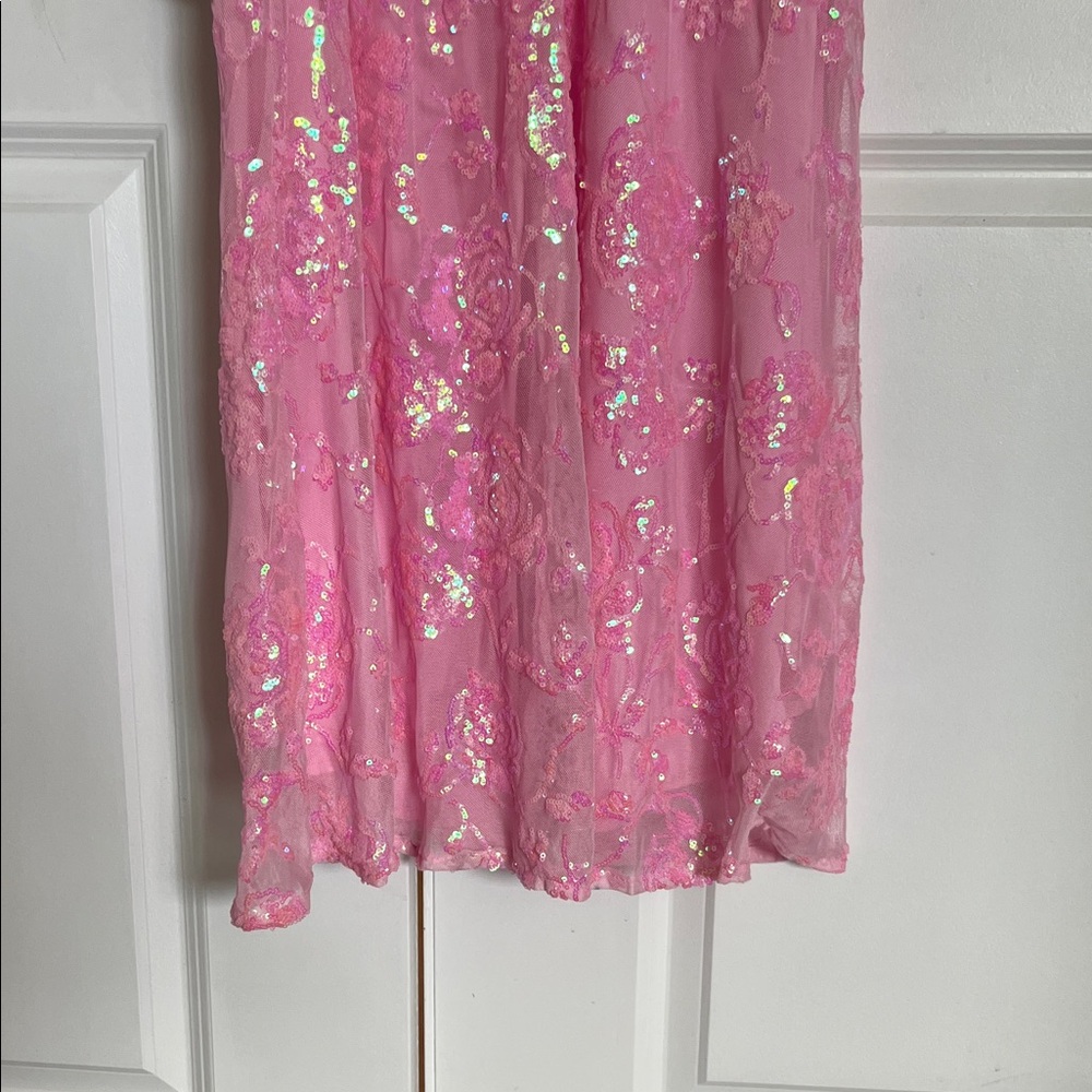 Lulu's Pink Sequin Prom Dress - Picture 5 of 6